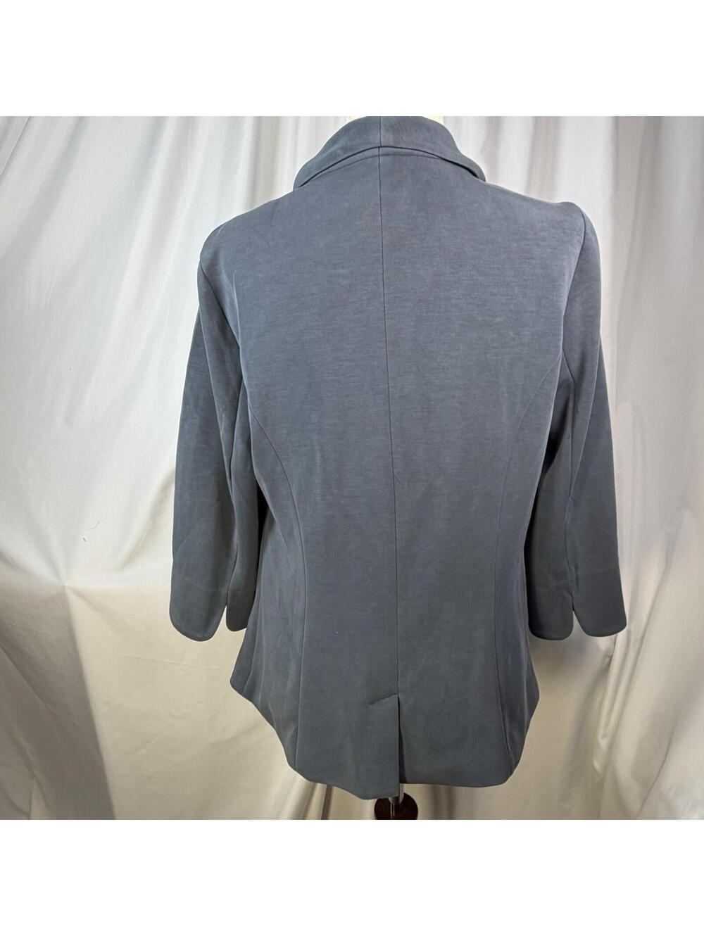 Skies Are Blue Open Blazer Jacket  3/4 Sleeve Floral Lined Blue Gray Large - Picture 2 of 9